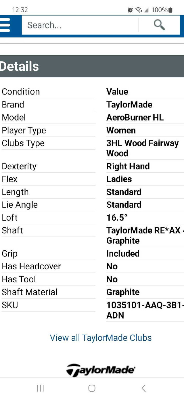 Taylormade Aero Burner 3 wood in Golf in Edmonton