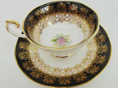 Ornate / Granny Chic Black/Gold Filigree England Beautiful condition.