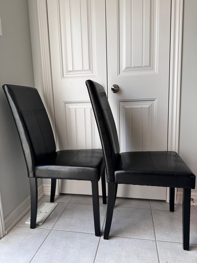 2 Black Upholstered Dining Chairs in Chairs & Recliners in Guelph - Image 2