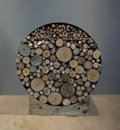 Reclaimed Circular Wood Holder, View more