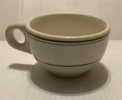 Restaurant Ware Sovereign Potters Double Green Stripe Cup Mid Century: This piece dates to the 1930s...