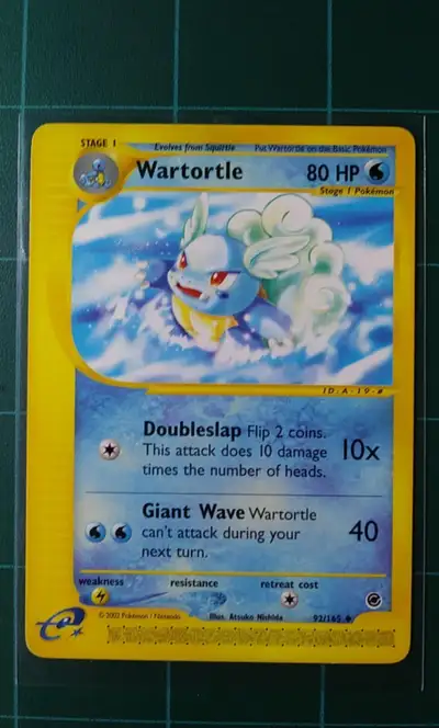 Pokemon Card Expedition Base 92 Wartortle E-Series Uncommon Wizards Of The Coast 2002. Very Lightly...