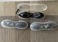 SWIMMING GOGGLES, NEW, WITH HARD PLASTIC CASE NEW ADJUST STRAP