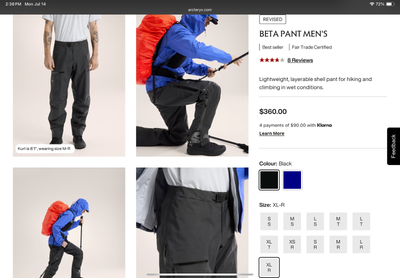 Brand New Arc’teryx BETA PANT MEN'S Size -  38R Black, View more