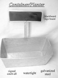 Galvanized steel rectangular container/planter with blackboard –
