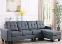 New 2 Pc Sectional Fabric Sofa with Cup Holder Big Sale Begin