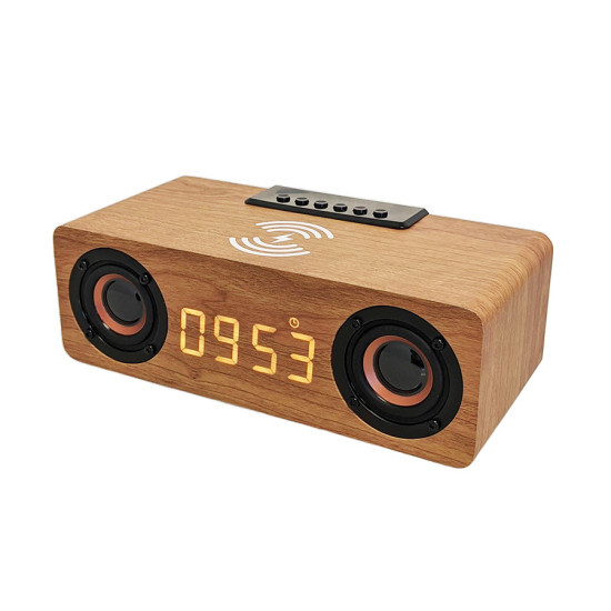 LED Display Touch Clock Wireless Charger Wooden Home Bluetooth in Speakers in Mississauga / Peel Region