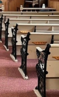 Church Pews Wood and Cast Iron