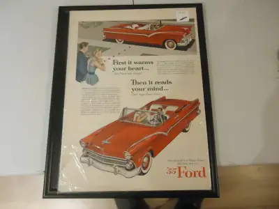 Original Magazine Print Advertisement for 1955 Ford Fairlane Convertible. 10" x 14". Suitable for Fr...