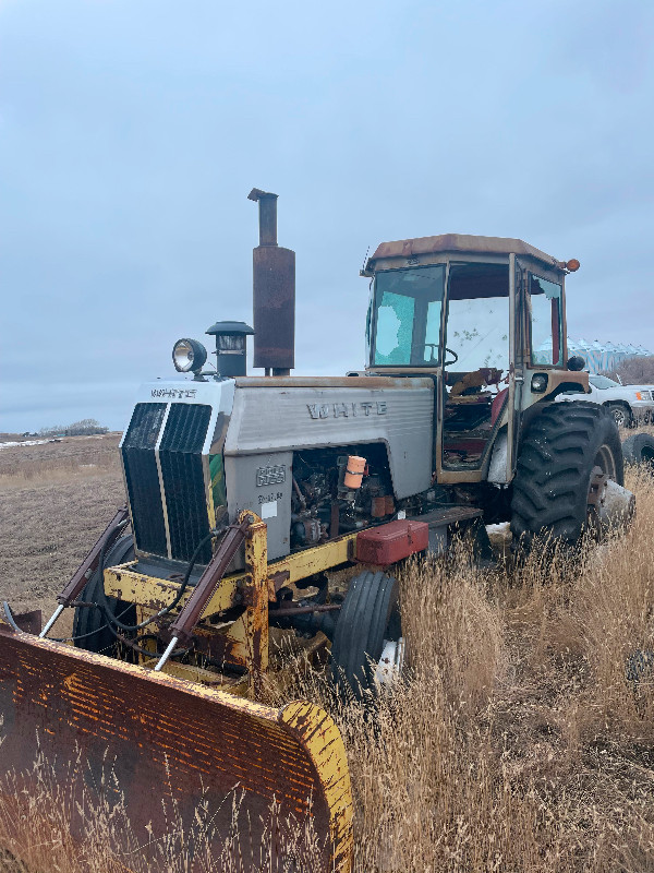 White Tractor with Dozer Blade for Sale in Farming Equipment in Moose Jaw