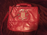 Vintage Telephone red leather purse handbag 