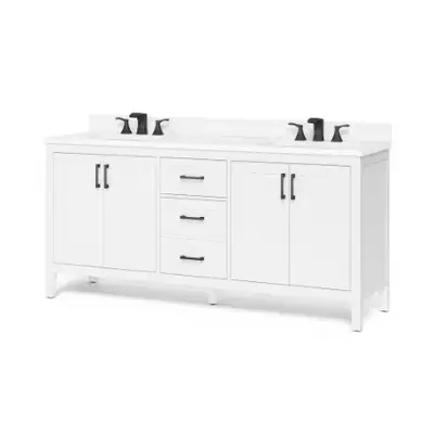 BRAND NEW 72”W x 20”D Double Bathroom Vanity with White Stonetop, View more