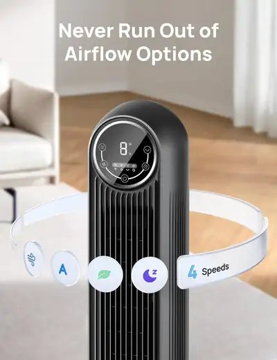 Dreo Floor Fan - Quiet, Powerful, 25ft/s Airflow | Black | 36" T, View more