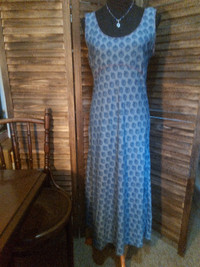 #37 Sundance Long Blue Cotton Summer Sleeveless Dress P10