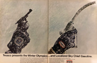 1968 Texaco Presents The Winter Olympics 2-Page Original Ad