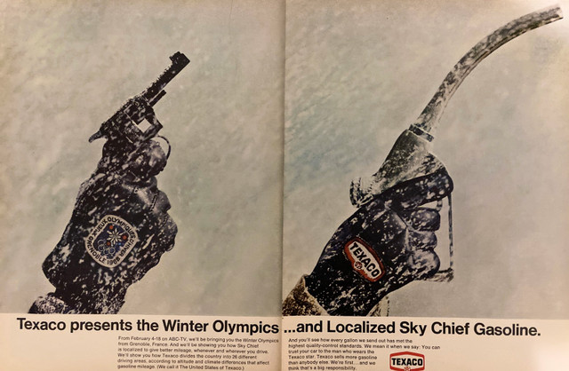 1968 Texaco Presents The Winter Olympics 2-Page Original Ad in Arts & Collectibles in North Bay