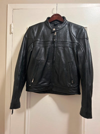 Biker Jacket - Black Leather, Women's  - A real biker jacket