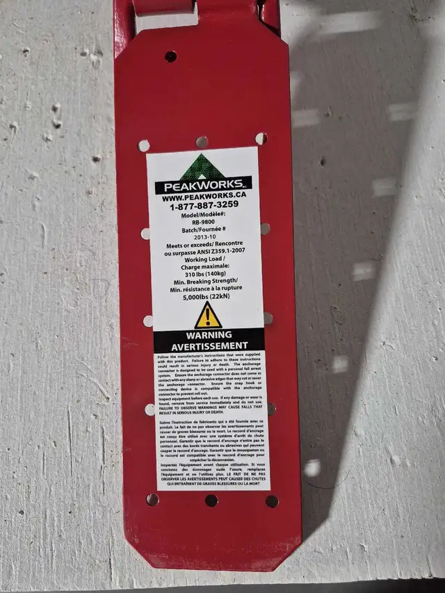 Peakworks Adjustable Anchor in Ladders & Scaffolding in Winnipeg - Image 3