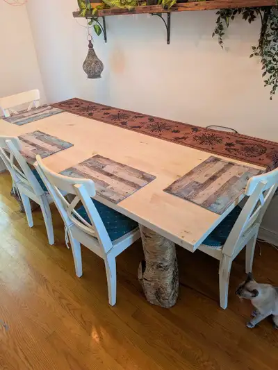 table de cuisine en pin + 6 chaises, View more