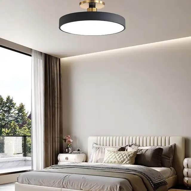Modern LED Semi Flush Mount Ceiling Light Black 48W Mid Century in Indoor Lighting & Fans in City of Toronto - Image 6