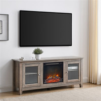 58" TV Stand w/Fireplace and 2 Cabinets, Grey - $475 Firm