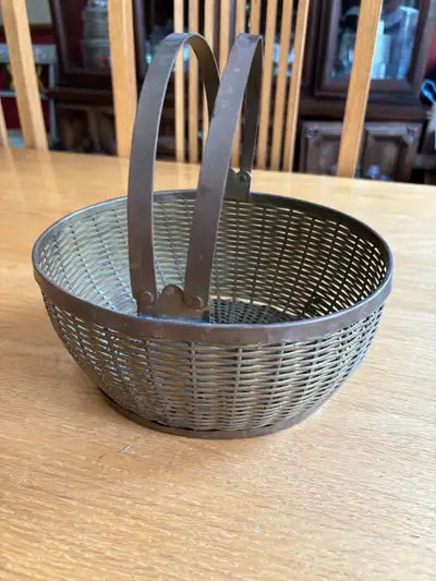 Vintage Brass Basket with Moveable Handles, View more