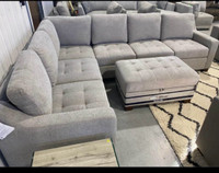Grey sectional with storage ottoman - 2 colours avaiable! 