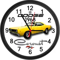 1968 Dodge Coronet RT (Yellow) Custom Wall Clock - Brand New