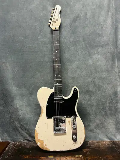 Heavy Relic Aged White Fender Telecaster Style Partscaster Custom Guitar Aged White Telecaster Parts...