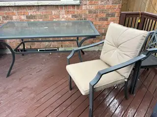 Garden table with chairs, View more