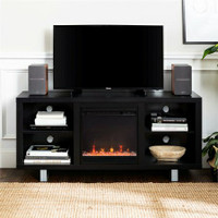 58" Simple Modern Fireplace TV Console - Black
