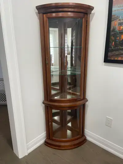 Beautiful Vintage-Style Corner Curio Cabinet – Solid Wood Finish, View more