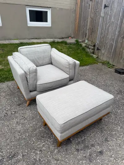 *FREE DELIVERY* WEST ELM ZANDER CHAIR AND OTTOMAN, View more