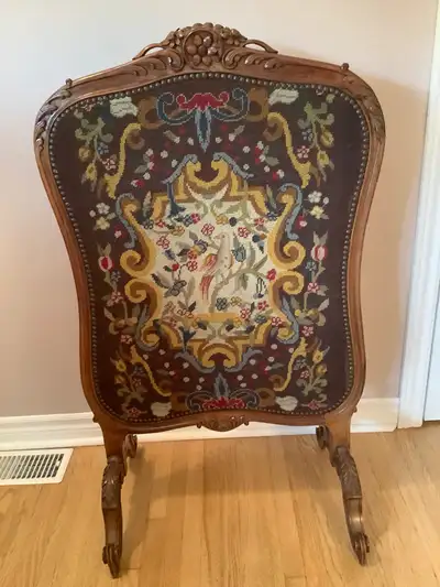 Large, decorative, carved wood fireplace screen from the early 1900’s. In amazing condition with bea...