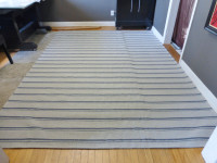 NEW Large Blue Ivory Striped Flatweave Cotton Area Rug -7'5x10'6