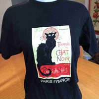Le Chat Noir The Black Cat T Shirt Art Nouveau - Small