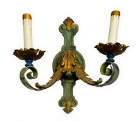 2 Antique French Empire Patinated Iron Brass Wall Sconces
