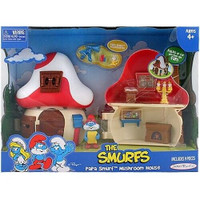 The Smurfs  Mushroom House & Smurfs pull back motor playset