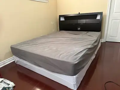 Queen Size Headboard w/ LED light and AC outlet Moving sale $50, View more