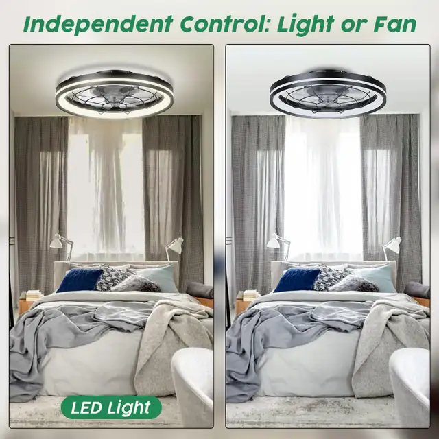 Airwit 18.7" Low Profile Ceiling Fan with Light - Modern White, in Indoor Lighting & Fans in Mississauga / Peel Region - Image 6