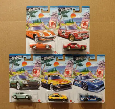 New Hot Wheels J-Imports 1/64 diecast car set $45 - 1968 Mazda Cosmo Sport - Nissan Skyline HT 2000G...