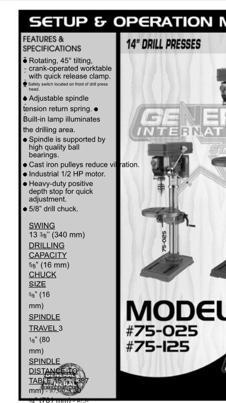 General international 14” Drill  Press in Power Tools in Hamilton - Image 3