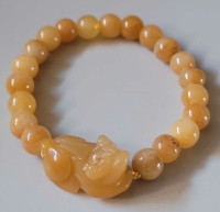 Vintage Natural Yellow Jade Pixiu Healing  Bracelet 