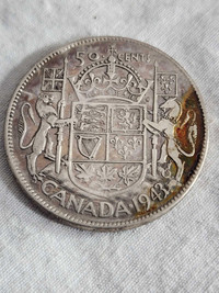 **Error Silver Canadian 50 Cents Coin FL444o 'Bell hammer' Crack