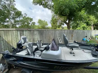 2022 Mirrocrafter Outfitter 145SC Side Console 4 Seats Windshield 30HP Suzuki Motor Trolling motor F...