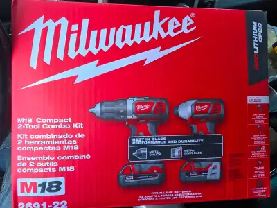 New in box Milwaukee M18 Compact 2 tool combo kit, View more