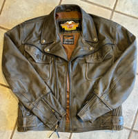Vintage Harley Davidson Billings Brown Leather Jacket Men Large