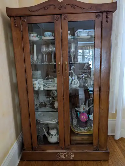 antique wood display cabinet, View more