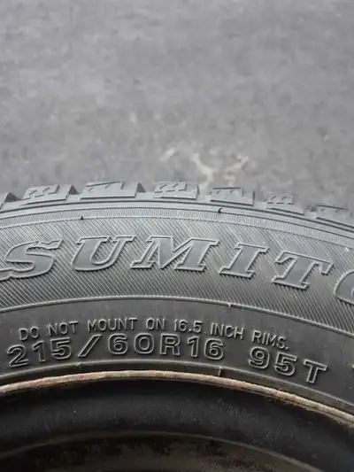 Selling four sets of winter tires on rims with built-in tire pressure sensor on each tires. The size...