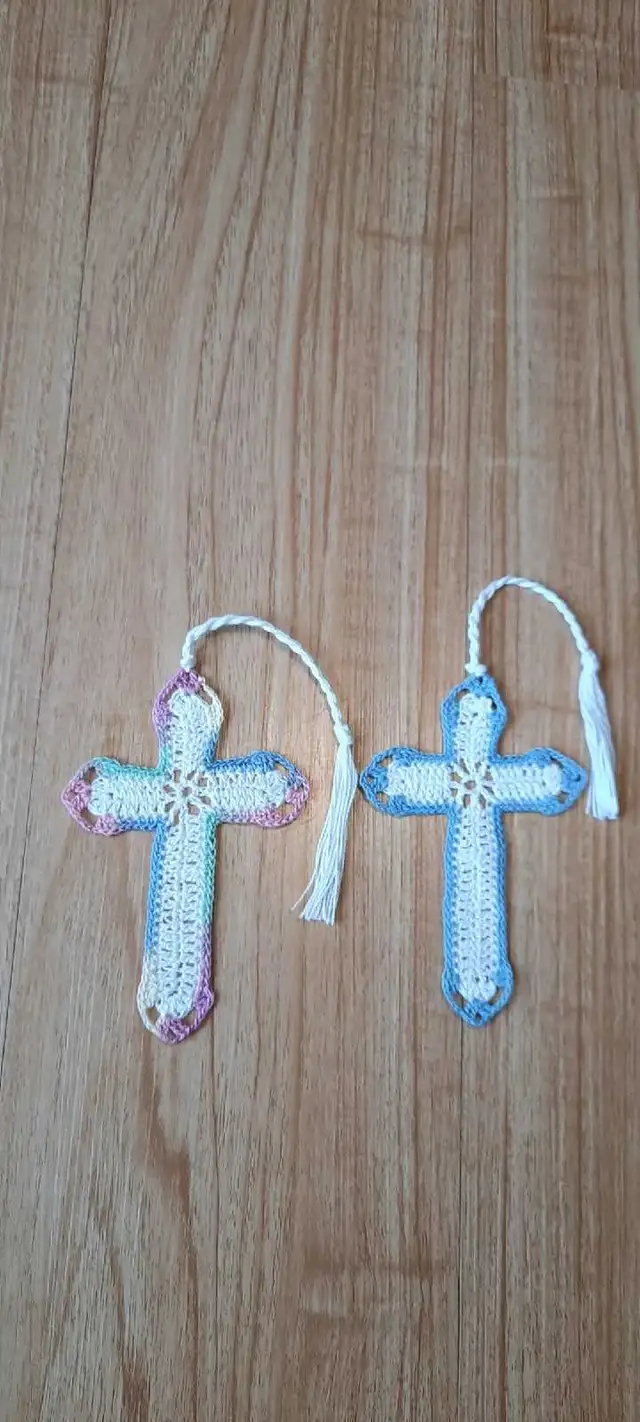 Clearance! Crocheted Cross Bookmark, Handmade